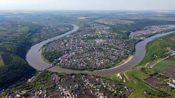 Aerial View City Zalishchyky Ukraine — Stock Photo, Image