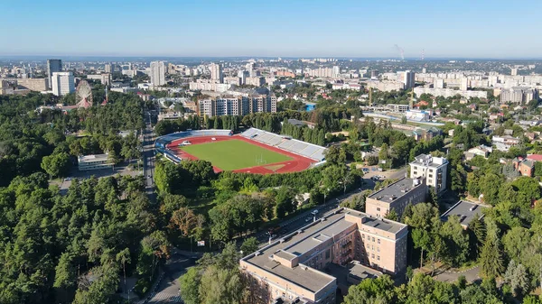 Bovenaanzicht Van Het Voetbalveld Het Centrum Van Stad Kharkov — Stockfoto