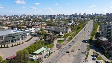 Top view of the central avenue in the city center of Kharkov 