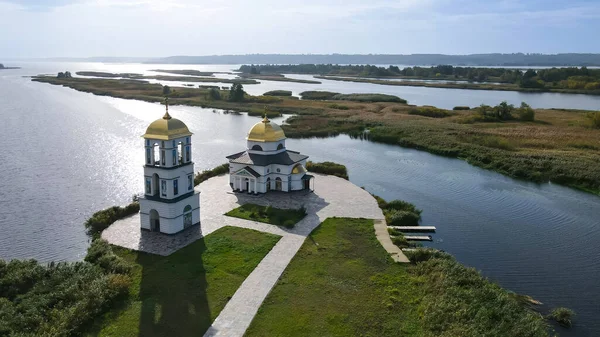 Верхній Вид Відновлену Церкву Острові Селі Гусінці — стокове фото