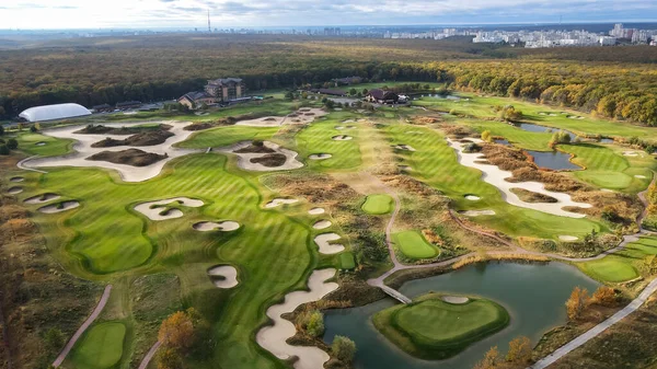 Top view of the golf course in the city of Kharkov