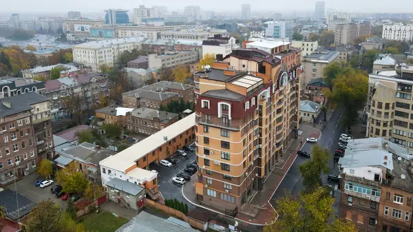 Top view of the houses in a residential area of the city of Kharkov