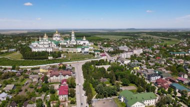 View of the church and monastery in the city of Pochaev. Pochaev Lavra 