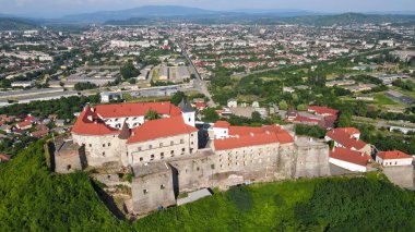 Top view of the fortress in the city of Mukachevo. Palanok Castle 