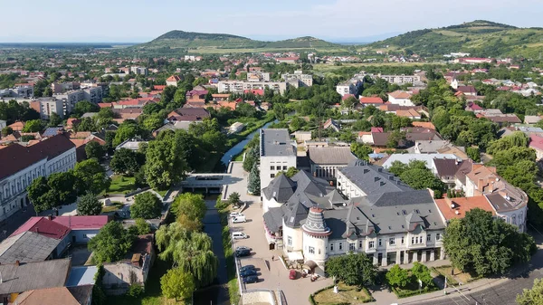 Top view of the city center of Berehove 