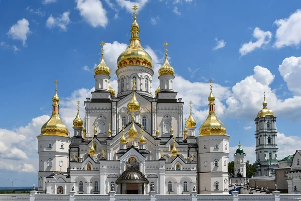 Top view of the church and monastery in the city of Pochaev. Pochaev Lavra 