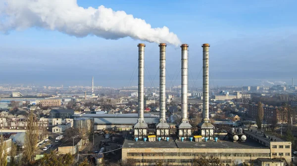 Top View Thermal Power Plant City Kharkov ロイヤリティフリーのストック画像