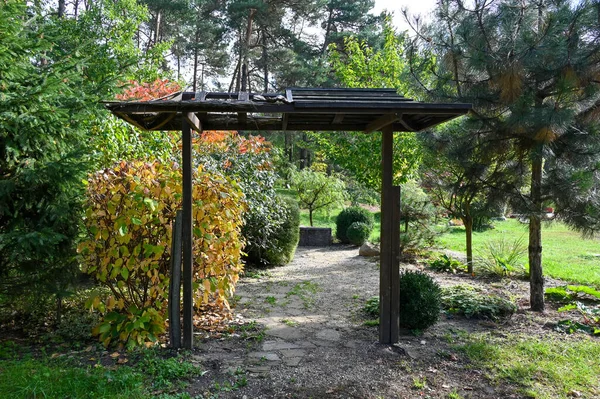 Porte Parc Japonais Dans Jardin Botanique Ville Kiev — Photo