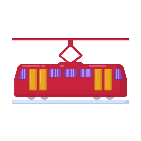 Red Tram Illustration Flat Design Style Suitable Content Design Assets — Stock Vector