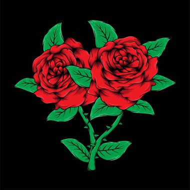 Kırmızı Güller El Çizimi Görüntü