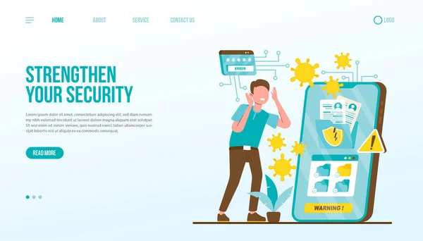 Erősítse Meg Security Landing Page Sablont — Stock Vector