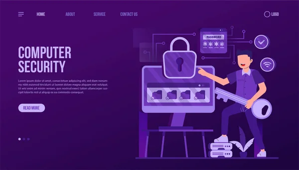 Modèle Page Atterrissage Sécurité Informatique — Image vectorielle