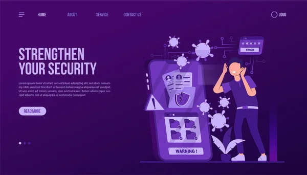 Güvenlik Niş Sayfa Şablonunu Güçlendir — Stok Vektör