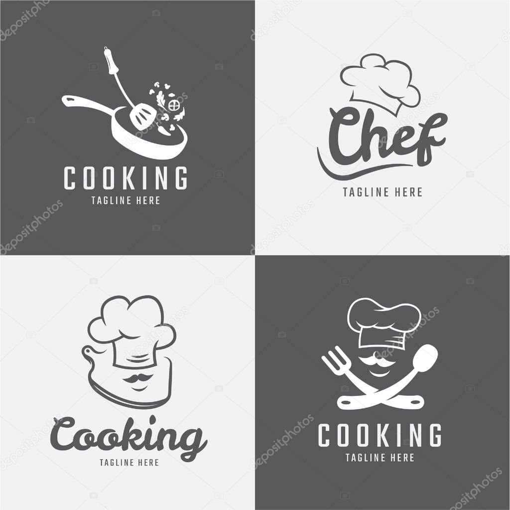 Chef cooking logo template
