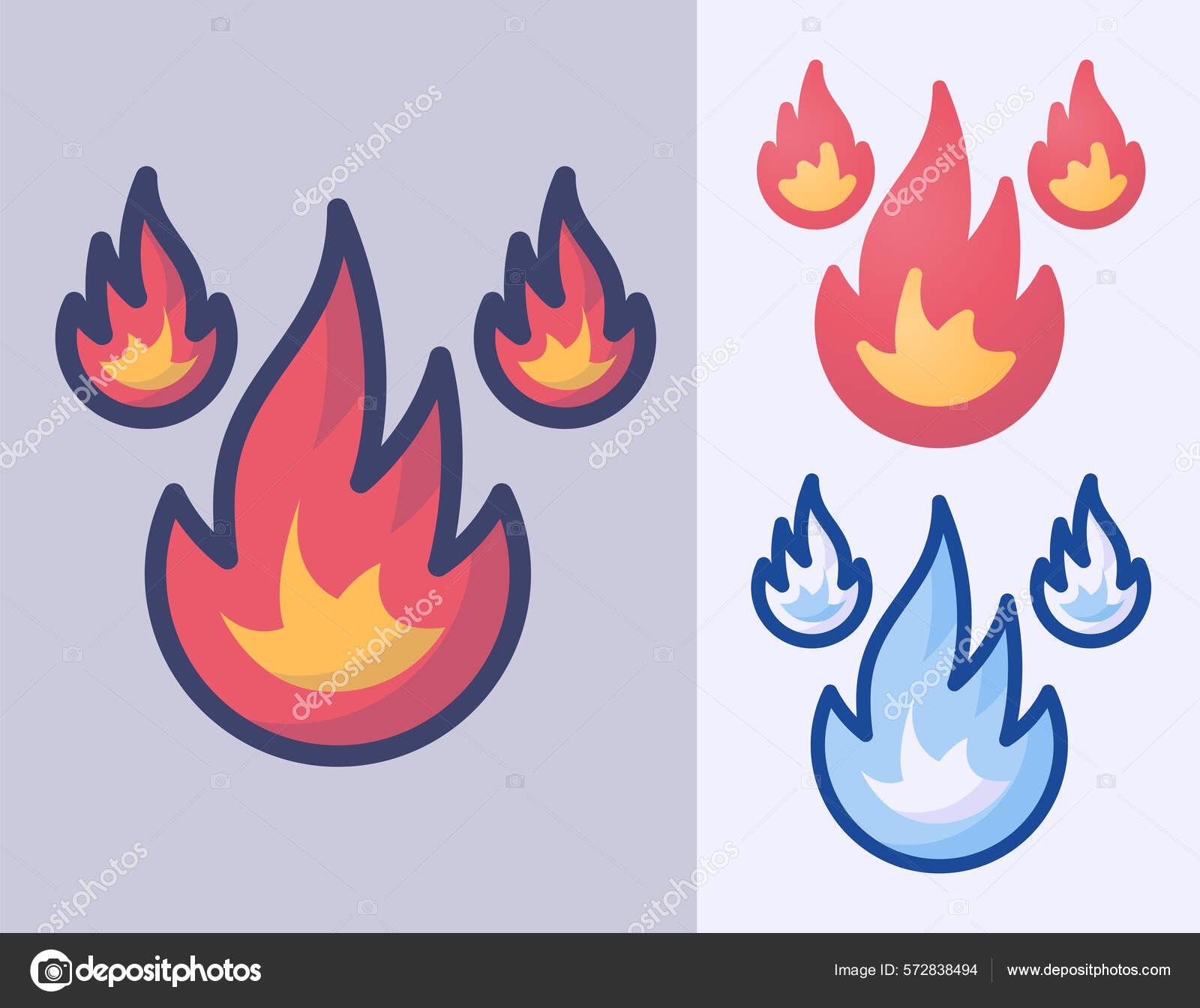 Ilustração em vetor chama de fogo