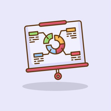 İlan panosu simgesi düz stil. Sunum panosu çizgi film vektör illüstrasyonuName