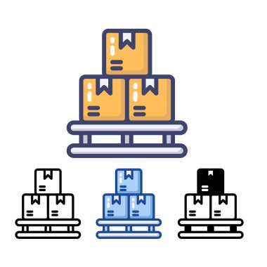 Kutu simgesi sembolü, uygulamalar ve web siteleri için Pictogram düz tasarımı, yığın yığın karton kutular, beyaz arkaplanda izole edilmiş, Vektör illüstrasyonu