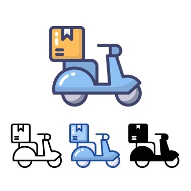 Hızlı dağıtım motosiklet simgesi, uygulamalar ve web siteleri için Pictogram düz tasarım, iz sürme ve iz işleme durumu, beyaz arka planda izole edilmiş, Vektör illüstrasyonu