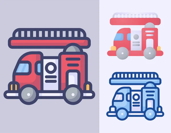 Camion Pompiers Icône Transport Dessin Animé Vecteur Illustration — Image vectorielle