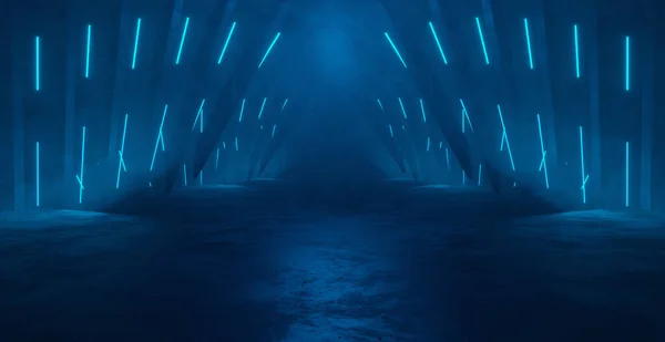 Breathtaking Dystopian Mysterious Cinematic Smoke Bright Blue Cyberspace Background Interior — 스톡 사진