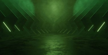 Soyut Neon Işıklar Grunge Bilim Kurgu Yeraltı Garajı Araba Odası Beton Gerçeküstü Fantezi Fantezi Işık Arkaplan 3D