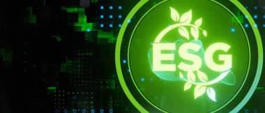 ESG sürdürülebilirlik kavramı ağı soyut afiş arkaplanı 3B Görüntü