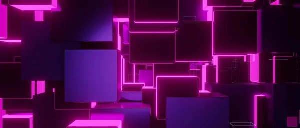 紫色几何背景3D渲染 — 图库照片