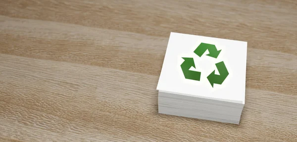 Recycle icon paper with empty space banner background 3D Render
