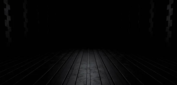空白展示室演示3D渲染的黑暗背景 — 图库照片