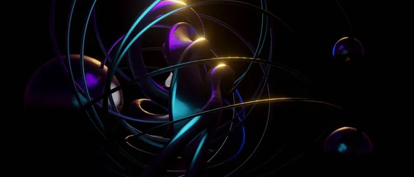 息をのむ抽象虹色の紫 バナー背景3Dイラスト — ストック写真