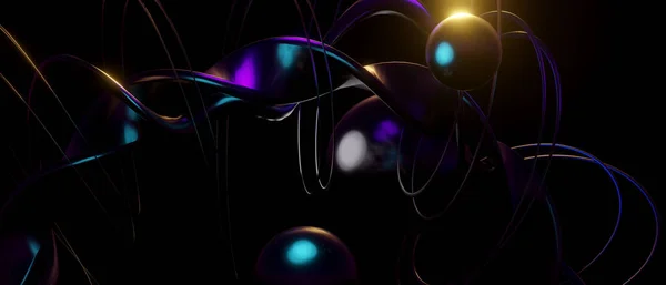 Fantastic Abstract Cyberpunk Bluepurple Iillustration Фон Обои Render — стоковое фото