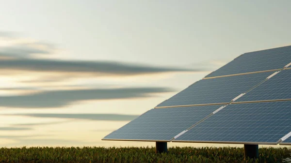 Güneş paneli gün batımı arkaplan 3d Hazırlama