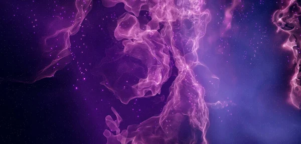 遥远色彩紫色横幅背景墙纸中的明亮而优雅的星云 — 图库照片