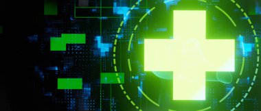 Teletıp Teknolojisi Sağlık Hizmetleri ve Tıbbi Konsepti ekranda. Hızlı Güvenilir Hizmet 3B Hazırlama