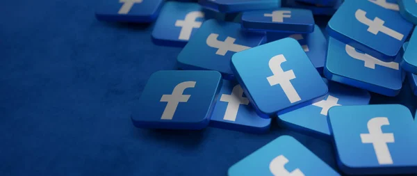 Facebook konsept afişi dağınık fayanslar kopyalama alanı 3B İllüstrasyon