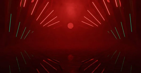Breathtaking Neon Glow Futuristic Empty Cinematic Volumetrics Red Game Background — 스톡 사진