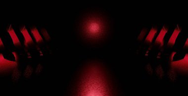 Dış Uzay Yansıtıcı Stüdyo Odası Kara Arkaplan Uzay Çağı Gösteri Odası Stüdyo Kurgu 3D İllüstrasyon