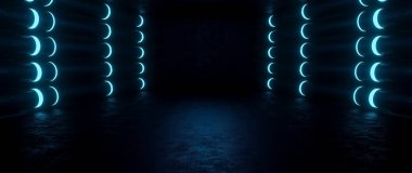 SciFi Modern Park Garajı Yeraltı Stüdyosu Koyu Allık Mavi Resimli Duvar Kağıdı 3B Renklendirici