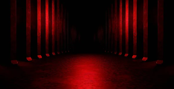 Alien Scifi Metallo Riflettente Sotterraneo Tunnel Room Night Black Banner — Foto Stock