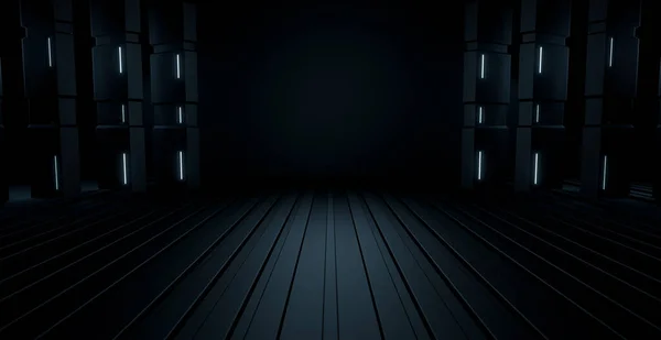 Boş Modern Yansıtıcı Metal Otoparkı Yeraltı Deposu Bodrum Azaltılmış Beyaz Soyut Arkaplan