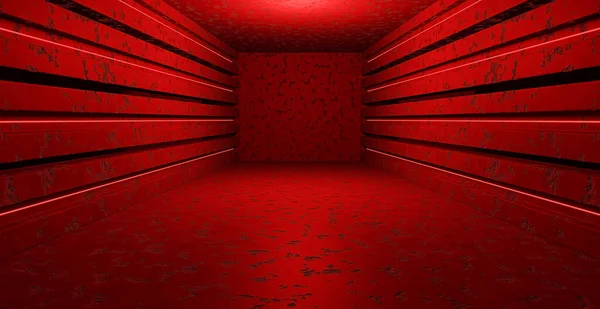 Futuristische Science Fiction Beton Zementwand Boden Untergrundtunnel Rot Abstrakter Hintergrund — Stockfoto
