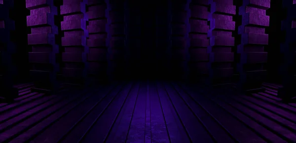 Φουτουριστικό Science Fiction Parking Garage Underground Studio Dimmed Purple Illustrative — Φωτογραφία Αρχείου