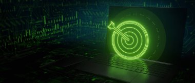 Dijital teknoloji hedefleri iş finans konsepti 3D