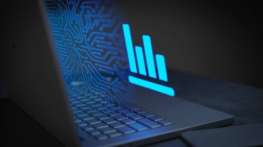 Finansal veri analiz teknolojisi dizüstü bilgisayarı 3D oluşturma