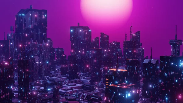 Metaverse City Cyberpunk Concept — 图库照片