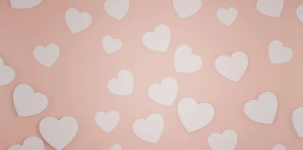 Pastel Coral Růžová Oranžová Srdce Banner Pozadí — Stock fotografie