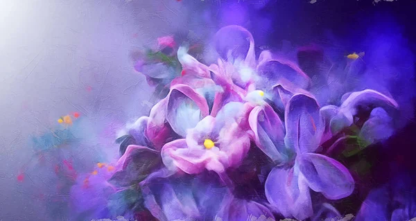 Fond Fleur Lilas Peinture Art Numérique Effet Peinture Huile — Photo