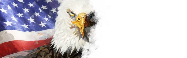 ABD Bağımsızlık Günü 4 Temmuz 2022 bayrak ve vahşi kartalla. Özgürlük ve Bağımsızlık Günü Sancak.