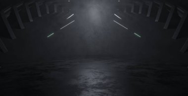 SciFi Dünya Dışı Boş Duman Ray Arkaplan 3D Görüntü