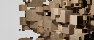 Bağlanıyor. Ağ, ağ oluşturma, sosyal medya, ahşap arka planda iletişim soyut kavramı 3D İllüstrasyon